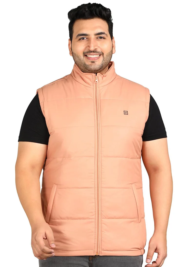 Urbano Plus Men's Pink Sleeveless Zippered Puffer Jacket